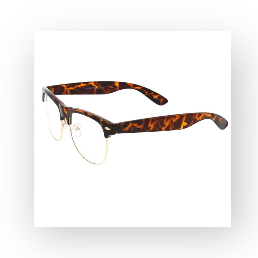 new Dapper Horn Rim Sunglasses Clear Sunnies ☻ Tortoise Shell + Clear ☻︎ - Picture 3 of 11